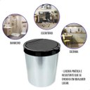 Ver imagem 4 de Lixeira Cesto Cozinha Banheiro 8l Tampa Click Prata