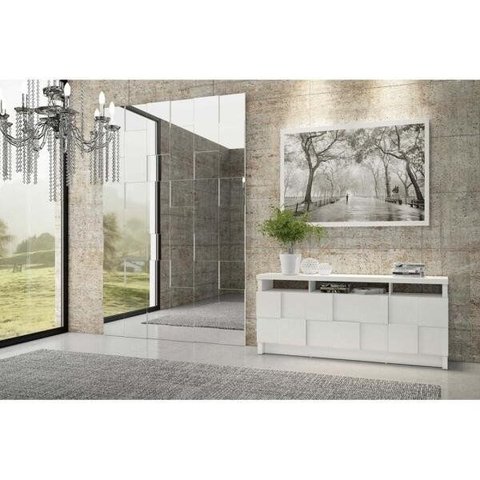 Painel Decorativo Escala 3d 180cm - Dalla Costa - Off White/ Espelho
