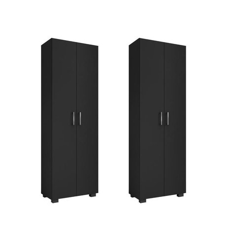 Kit Escritório com 2 Livreiros Portas Grandes Office Preto Tx - Fdecor