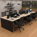 Ver imagem 3 de Conjunto Estação de Trabalho 6 Lugares com 6 Cadeiras de Escritório Ergonômicas - Dubai/Preto