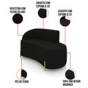 Ver imagem 3 de Sofá 2 Lugares Orgânico 140cm Pé Dourado Morgan Veludo Preto D03 - D’Rossi