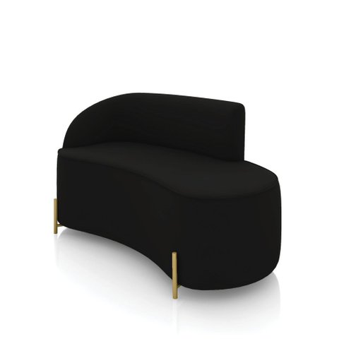 Sofá 2 Lugares Orgânico 140cm Pé Dourado Morgan Veludo Preto D03 - D’Rossi