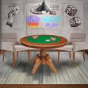 Ver imagem 7 de Mesa de Jogos Carteado Redonda Montreal Tampo Reversível Amêndoa com 2 Cadeiras Vicenza Nude -