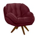 Ver imagem 1 de Poltrona Decorativa Base em Madeira Giratória Giroud Veludo Marsala - Gran Belo