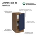 Ver imagem 3 de Balcão de Cozinha 35 cm 1 Porta (sem Tampo) Rustic/Azul Vik Madesa