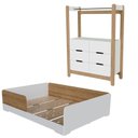 Ver imagem 2 de Quarto Infantil Completo Guarda-Roupa Closet e Cama Casal Montessoriana 100% MDF Olivia e Mark Branco/Louro Freijó Grann