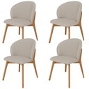 Ver imagem 1 de Kit 04 Cadeiras de Jantar e Estar Living Estofada Mia L02 Linho Bege - Lyam Decor