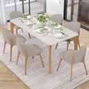 Ver imagem 2 de Kit 04 Cadeiras de Jantar e Estar Living Estofada Mia L02 Linho Bege - Lyam Decor