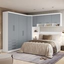Ver imagem 1 de Quarto de Canto Casal com Guarda Roupa Aéreo e Cabeceira Alpes Luciane Móveis