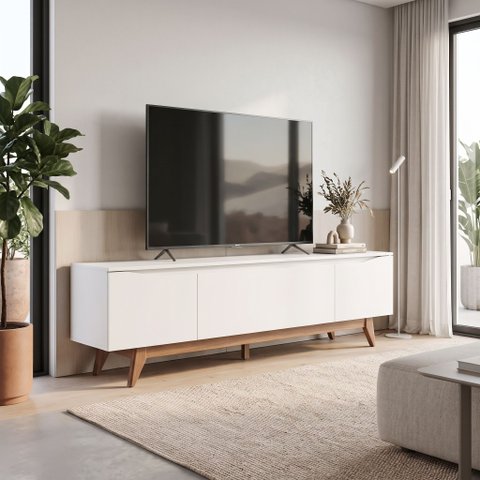 Rack para TV até 75 Polegadas 219cm com Portas Mistas