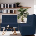 Ver imagem 7 de Canto Alemão Confortável para Apartamento Cozinha e Restaurantes Veludo Cor Azul Marinho