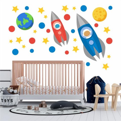 Adesivo Kit Infantil menino foguete astronauta espaço