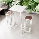 Ver imagem 1 de Conjunto Mesa Alta Bar Bistrô Branca 2 Bancos Imbuia Botequim Industrial White Don Castro Decor