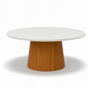 Ver imagem 1 de Mesa de Jantar Oval 180x100 Tampo Mdf Laqueado com Vidro:off White