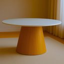Ver imagem 2 de Mesa de Jantar Oval 180x100 Tampo Mdf Laqueado com Vidro:off White