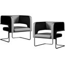 Ver imagem 1 de Kit 02 Poltronas Decorativas Scarlett D02 Base de Aço Preto Couríssimo Preto B-159 - Lyam Decor