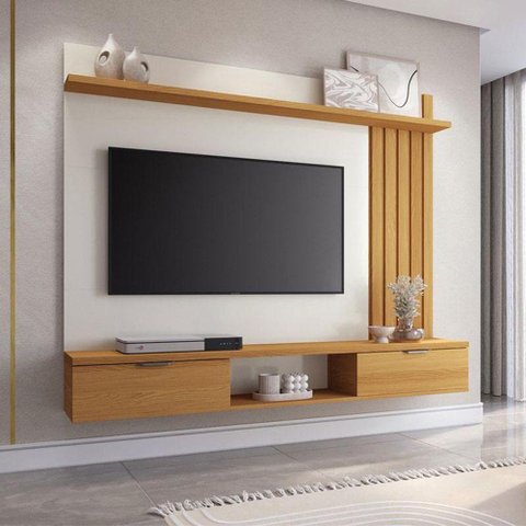 Painel para Tv Ambiente Lets Cinamomo Off White - Hb Móveis