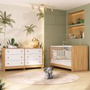 Ver imagem 1 de Berço 3 em 1 para Colchão 130 X 60cm com Cômoda Framboesa Multimóveis Mp4679 Madeirado/branco