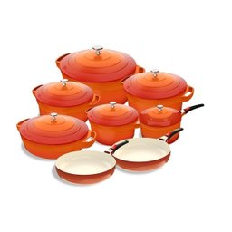 Jogo de Panelas Laranja Revestimento Cerâmico 8 Peças LE Cook - 1