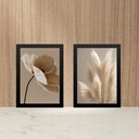 Ver imagem 2 de Kit 2 Quadros Fotografias Flores Bege - Quarto Sala 24x18cm:moldura Branca