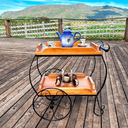 Ver imagem 1 de Carrinho de Chá para Área Gourmet Rústico Ferro e Madeira