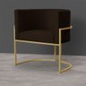 Kit 6 Poltronas Decorativa Sala de Estar Luana Base Gold Suede Marrom - Montanaris Decor Md Montanar - 4