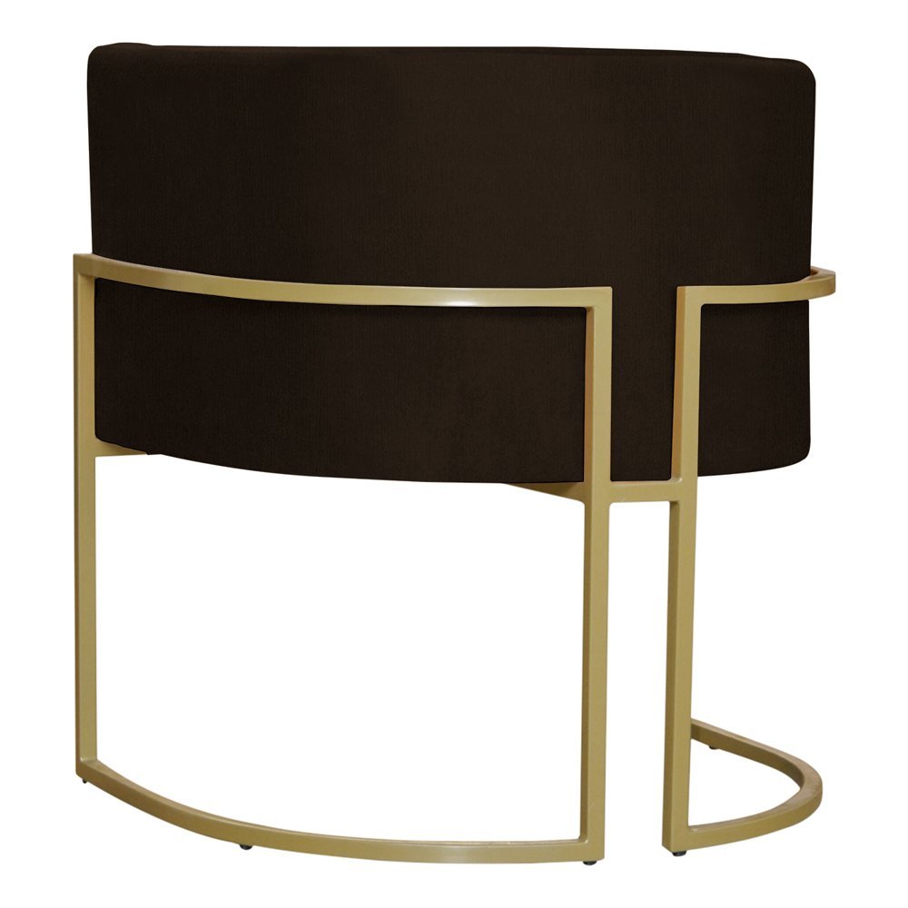 Kit 6 Poltronas Decorativa Sala de Estar Luana Base Gold Suede Marrom - Montanaris Decor Md Montanar - 3