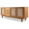 Balcão Buffet de Madeira Maciça 3 Gavetas e 3 Portas com Tela Rattan Natural Prime Wood:amêndoa - 2