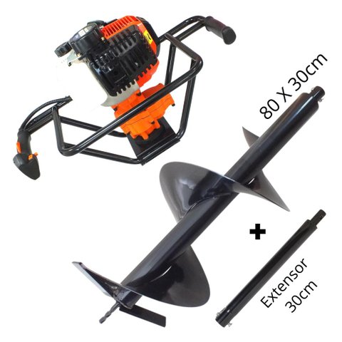 Perfurador de Solo Vulcan VPS520 Para Uso na Construção Civil Com Broca 80x30cm + Extensor de