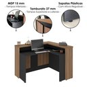 Ver imagem 5 de Mesa Balcao Atendimento 135x118 cm e Gaveteiro Alto 4 Gavetas 143x46 cm Nogal Preto Artany