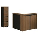 Ver imagem 1 de Mesa Balcao Atendimento 135x118 cm e Gaveteiro Alto 4 Gavetas 143x46 cm Nogal Preto Artany
