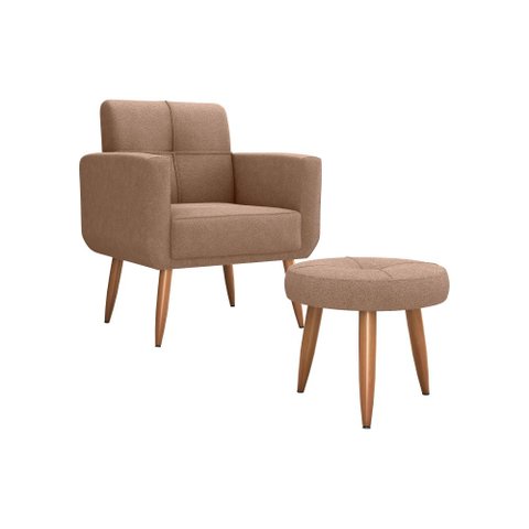 Kit Poltrona Decorativa Sala + Puff Havana Matrix Marrom