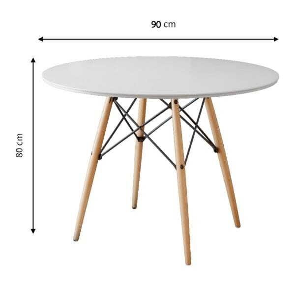 Mesa Eiffel Wood Tampo de Madeira 90cm Branco New Green - 3