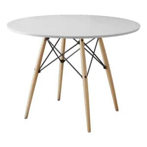 Mesa Eiffel Wood Tampo de Madeira 110cm Branco New Green