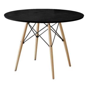 Mesa Eiffel Wood Tampo de Madeira 90cm Preto New Green