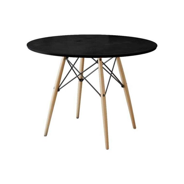 Mesa Eiffel Wood Tampo de Madeira 90cm Preto New Green