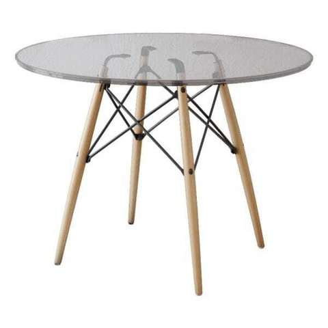 Mesa Eiffel Wood Tampo de Vidro 110cm New Green