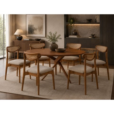 Sala Jantar Maciça 06 Lugares Pisa Telinha - Essenza Móveis