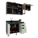 Ver imagem 7 de Cozinha Modulada Esmeralda Aéreo e Balcão 200cm Porta Vidro Cor:lunar com Verde Mar e Freijó