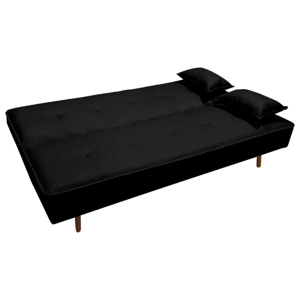 Sofá Cama Silver 3 Lugares Reclinável 1,93 Corino Preto - Speciale Home - 4