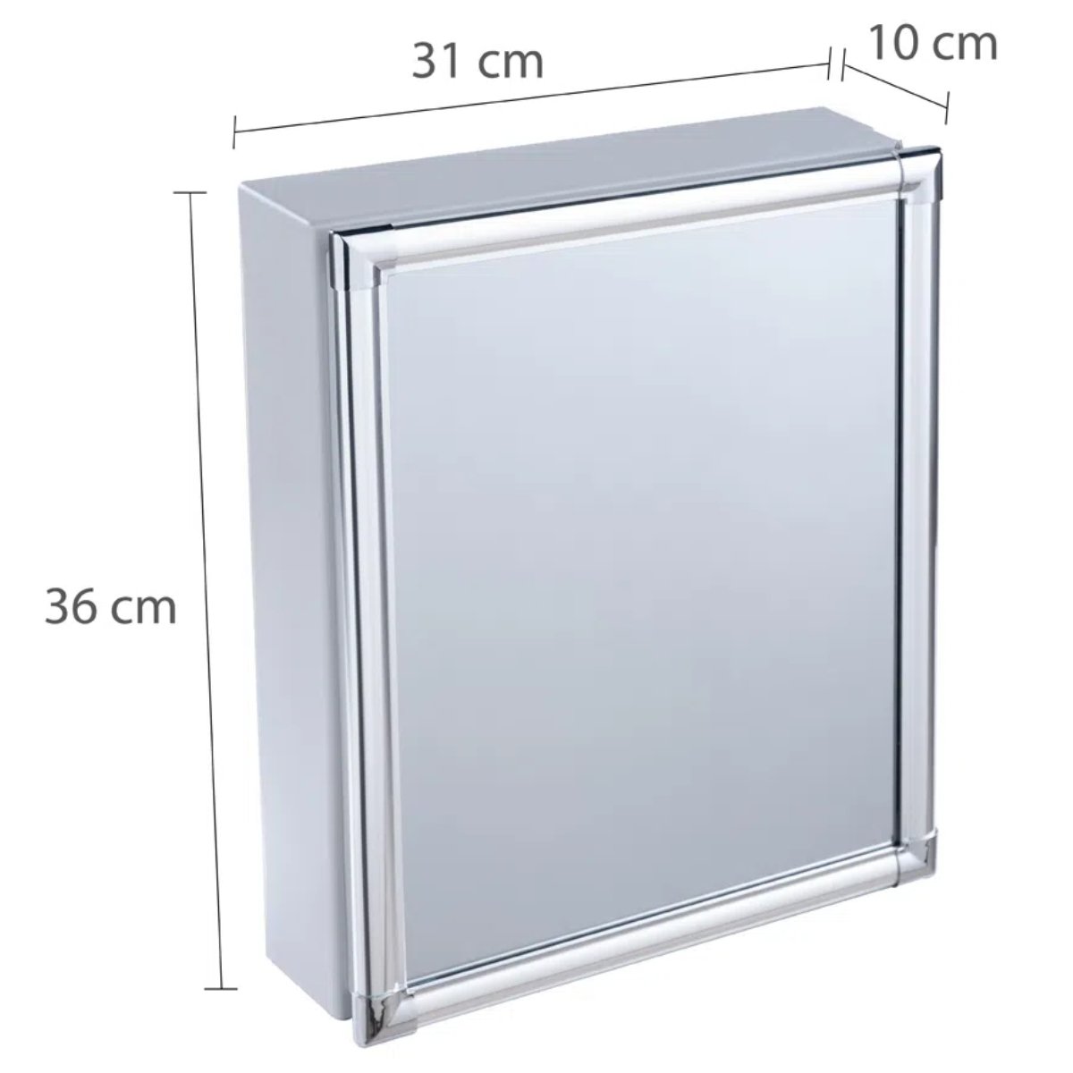 Armário Banheiro Espelheira Sobrepor Cinza | Com Perfil de Alumínio | 31x10x36cm | 01 Porta | Astra - 2