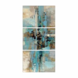 Quadro Abstrato Turquesa Vertical para Corredor Sala Hall 3 Peças - 2