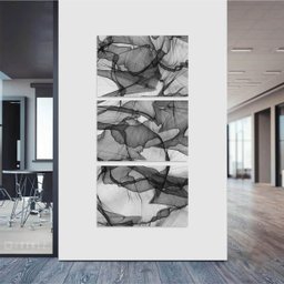 Quadro decorativo Abstrato Moderno Preto e Branco Vertical Corredor Hall - 3 Quadro decorativo Abstrato Moderno Preto e Branco Vertical Corredor Hall - 3
