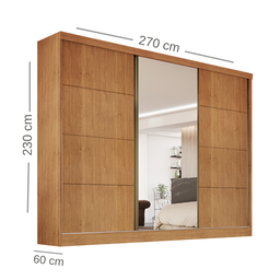 Guarda Roupa Casal 3 Portas 1 com Espelho Bergamo Bianchi Móveis: Nature - 3