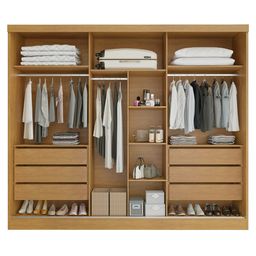 Guarda Roupa Casal 3 Portas 1 com Espelho Bergamo Bianchi Móveis: Nature - 4