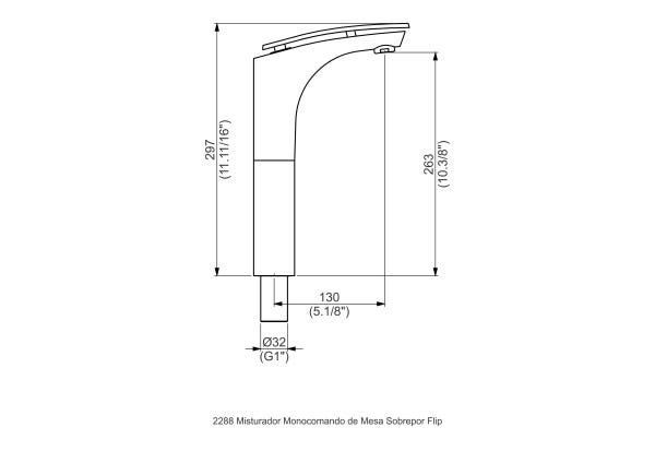 Misturador Monocomando de Mesa para Lavatório Flip Cromado - Perflex 10746010 - 2