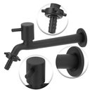 Ver imagem 2 de Torneira Tanque/jardim Reta Preto/black C/bico Parede 22cm