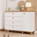 Ver imagem 1 de Cômoda Infantil 100% MDF com 1 Porta e 4 Gavetas 128cm Multimóveis Crper-CMO019 Branco/Madeirado
