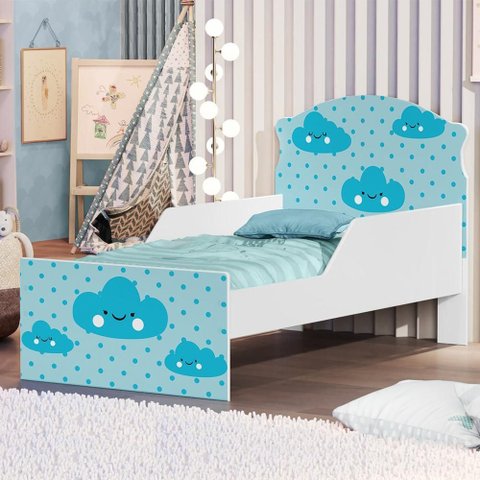 Mini Cama Nuvens Meninos com Colchão