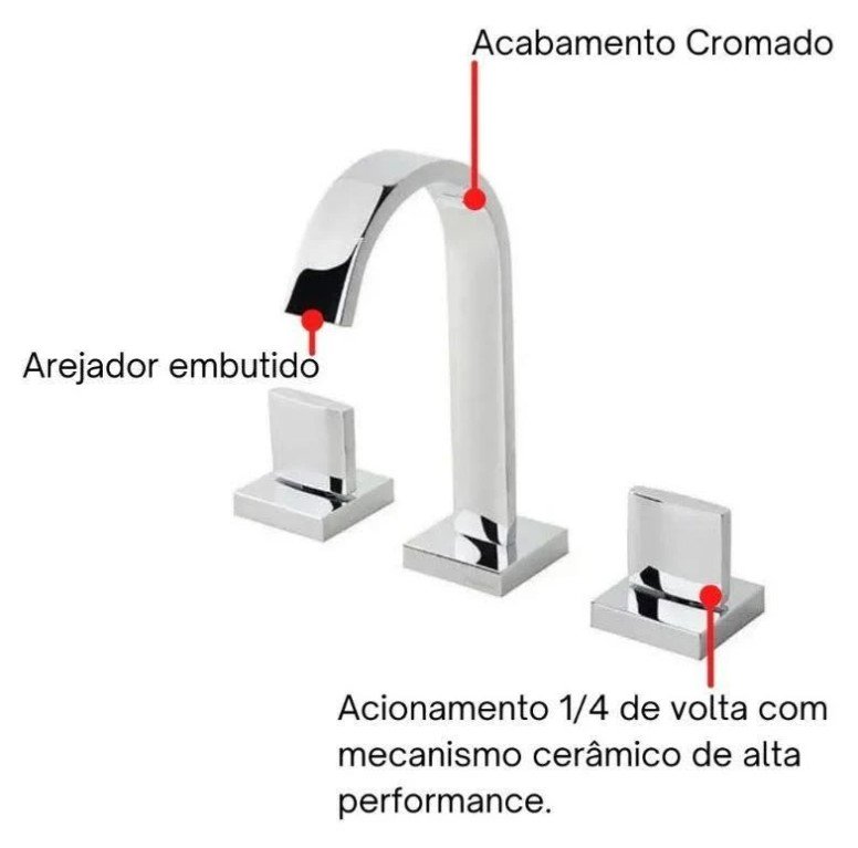 Misturador de mesa para banheiro com bica alta Goa - Tigre - 6